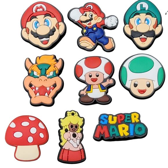 Super Mario Bros Shoe Charms Lot of 13 Luigi Princess Peach Yoshi Bowser Toad - Picture 2 of 3